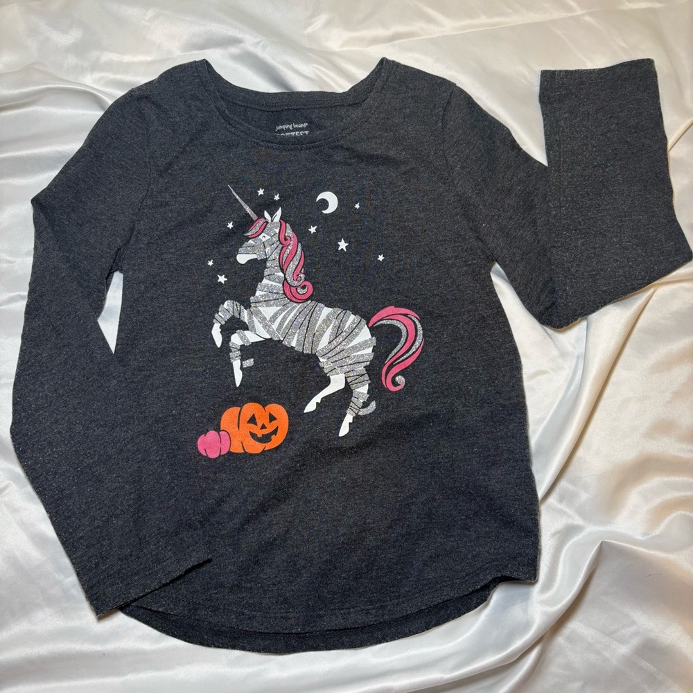 Girls size 5 unicorn Halloween Long sleeve t-shirt jumping bean brand little kid